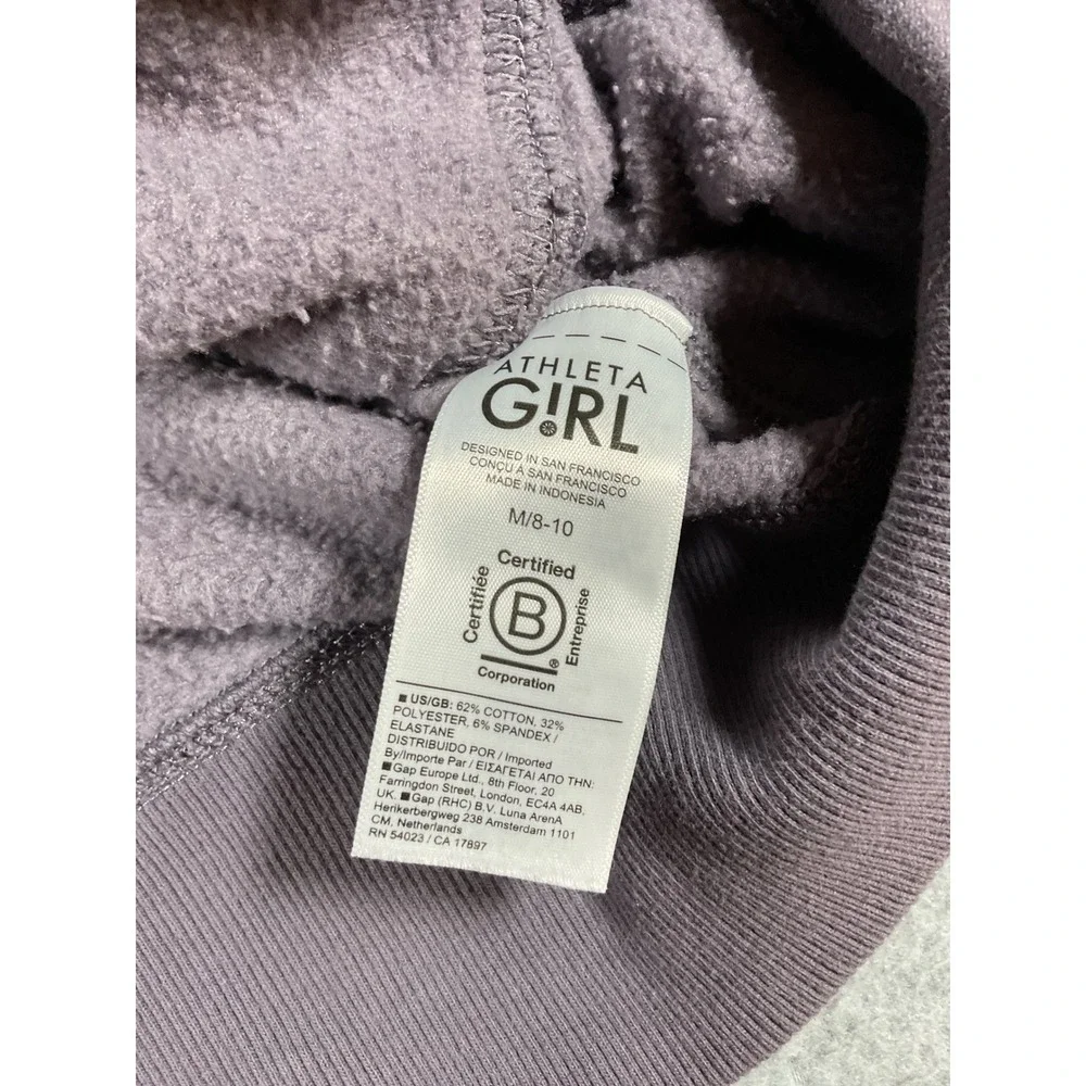Athleta Girl Coaster Fleece Hoodie Purple Mauve Sweatshirt M 8-10  1493